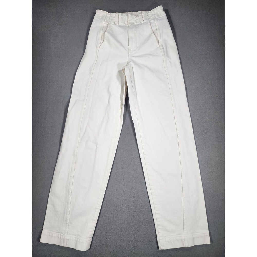 Madewell Denim Tapered Trouser White Front Seams Size 25 White Coastal Tailored